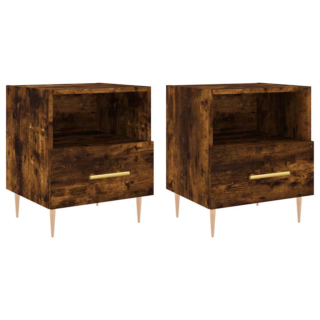 Bedside Cabinets 2 pcs Smoked Oak 40x35x47.5 cm Engineered Wood