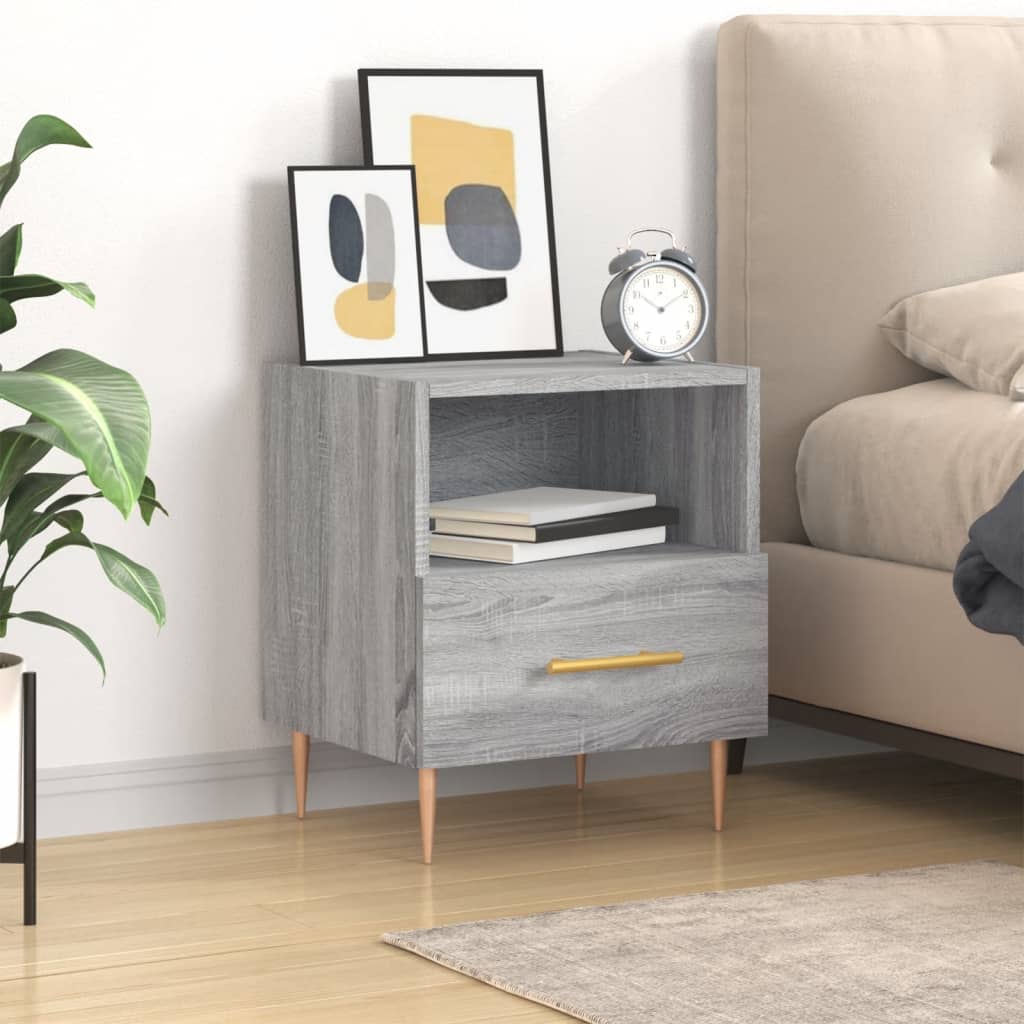 Bedside Cabinet Grey Sonoma 40x35x47.5 cm Engineered Wood