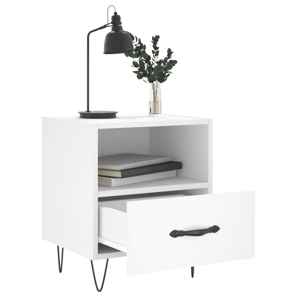 Bedside Cabinet White 40x35x47.5 cm Engineered Wood