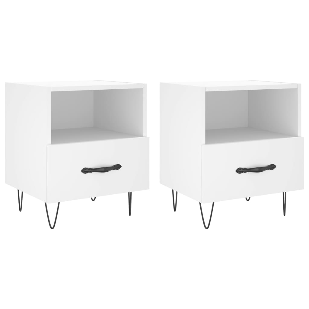Bedside Cabinets 2 pcs White 40x35x47.5 cm Engineered Wood