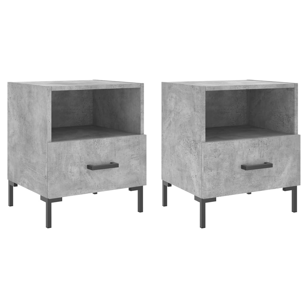 Bedside Cabinets 2 pcs Concrete Grey 40x35x47.5 cm Engineered Wood