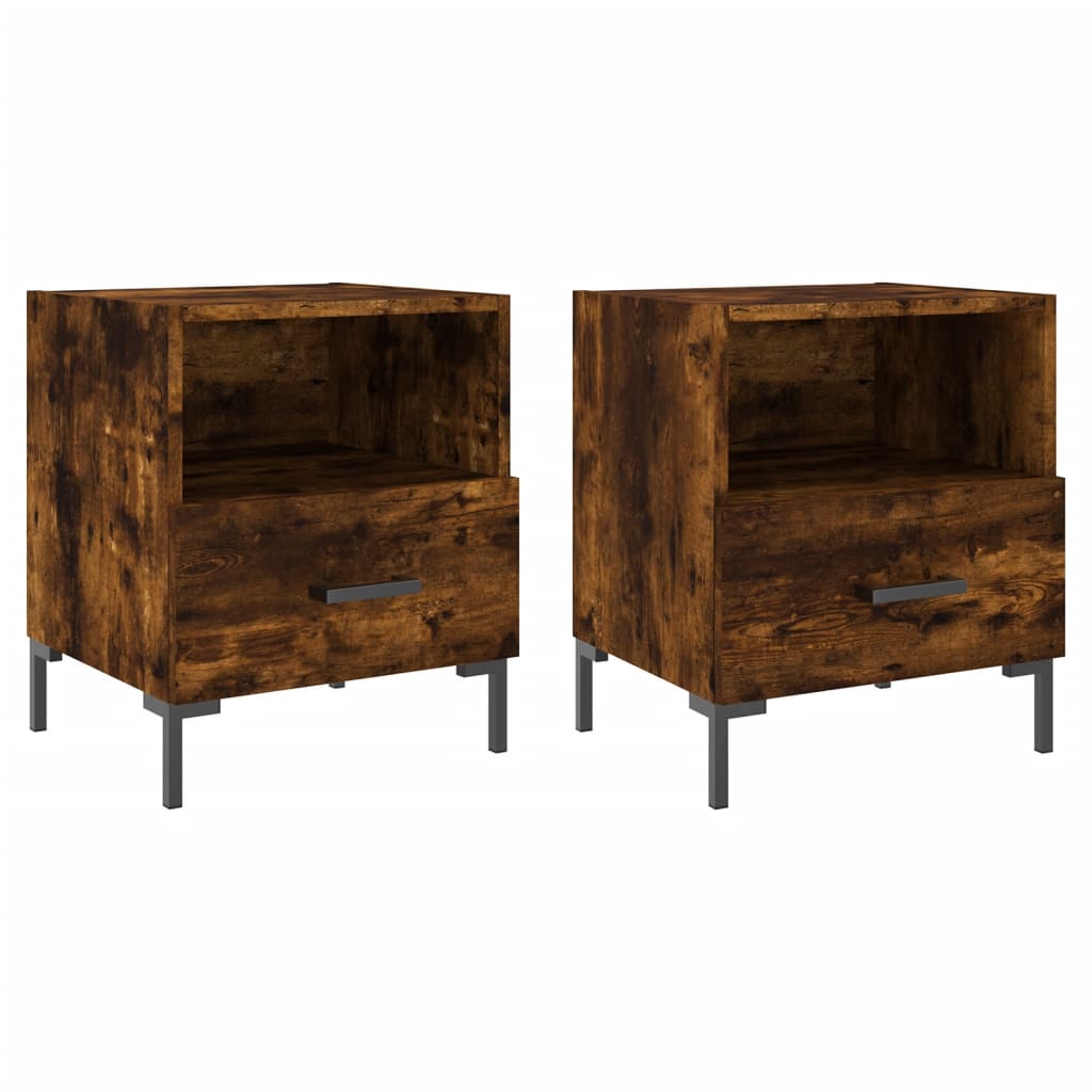 Bedside Cabinets 2 pcs Smoked Oak 40x35x47.5 cm Engineered Wood