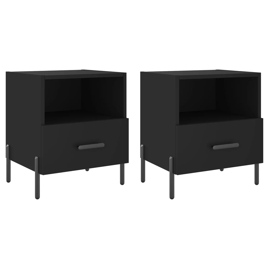 Bedside Cabinets 2 pcs Black 40x35x47.5 cm Engineered Wood