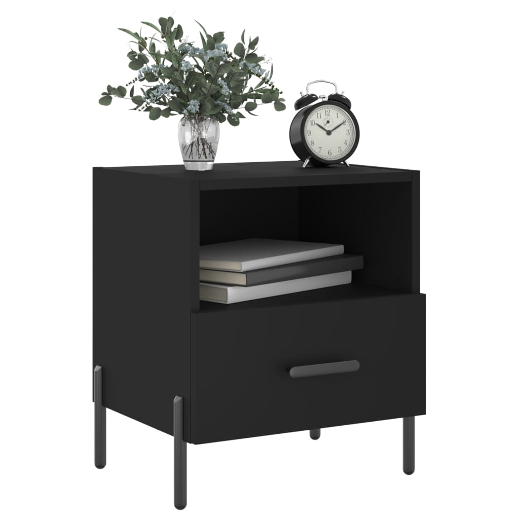 Bedside Cabinets 2 pcs Black 40x35x47.5 cm Engineered Wood