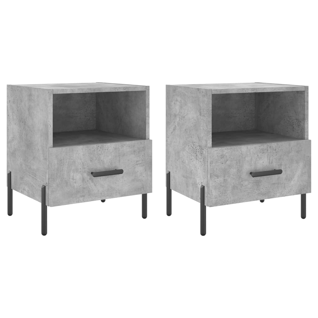 Bedside Cabinets 2 pcs Concrete Grey 40x35x47.5 cm Engineered Wood
