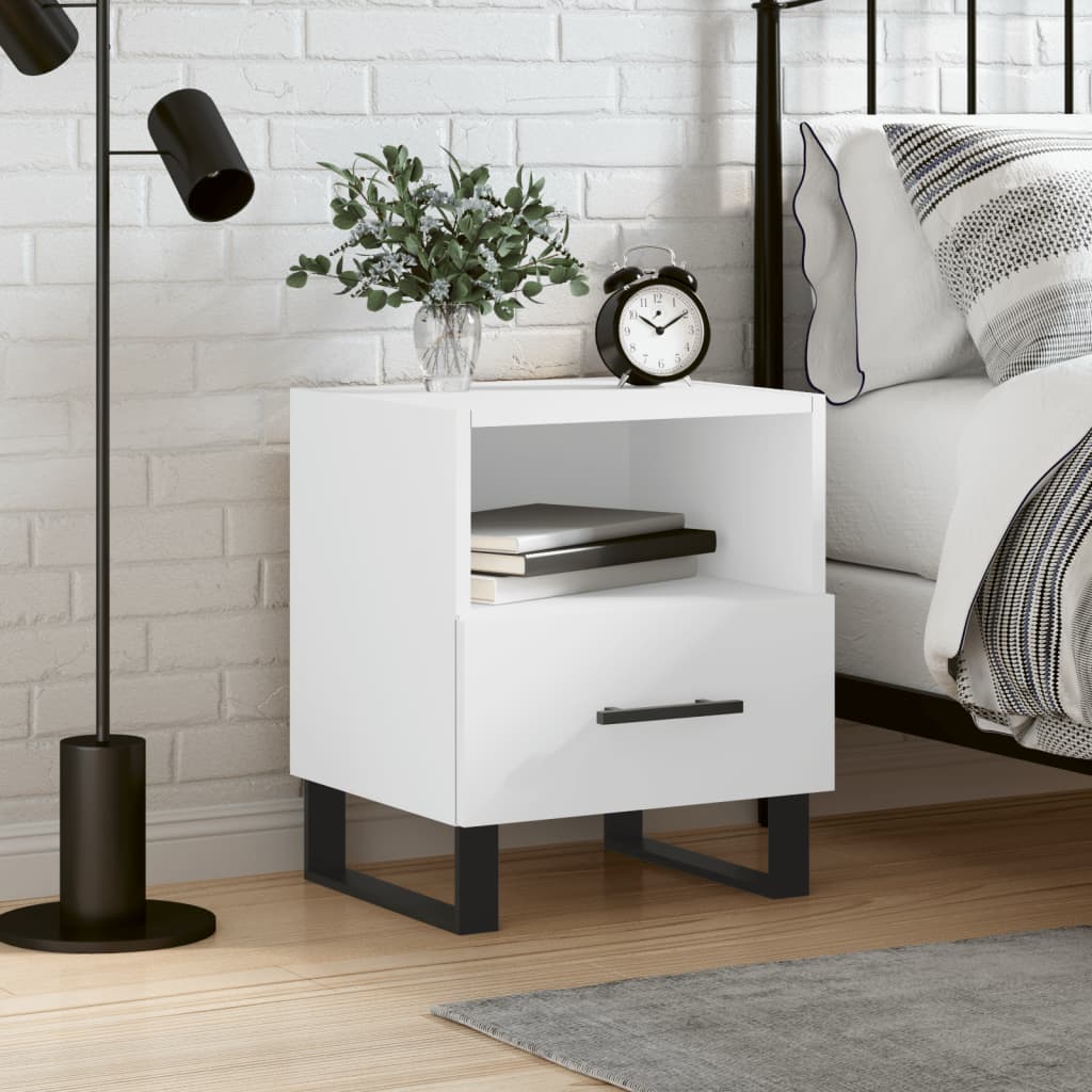 Bedside Cabinet White 40x35x47.5 cm Engineered Wood