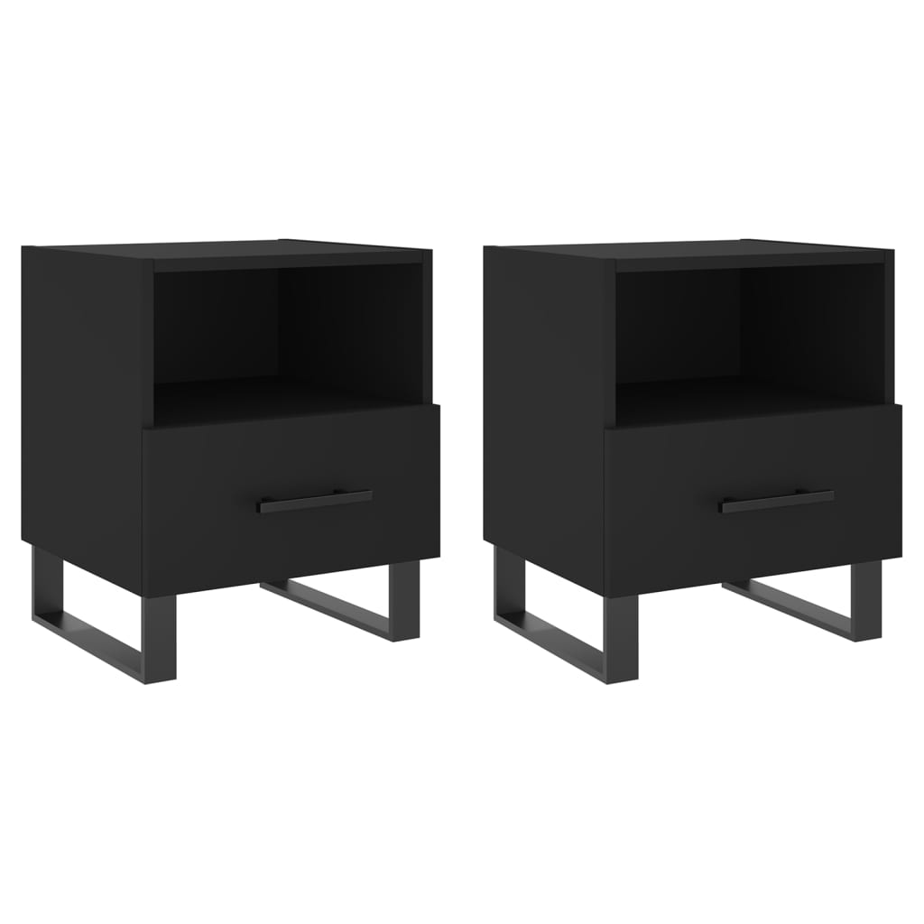 Bedside Cabinets 2 pcs Black 40x35x47.5 cm Engineered Wood