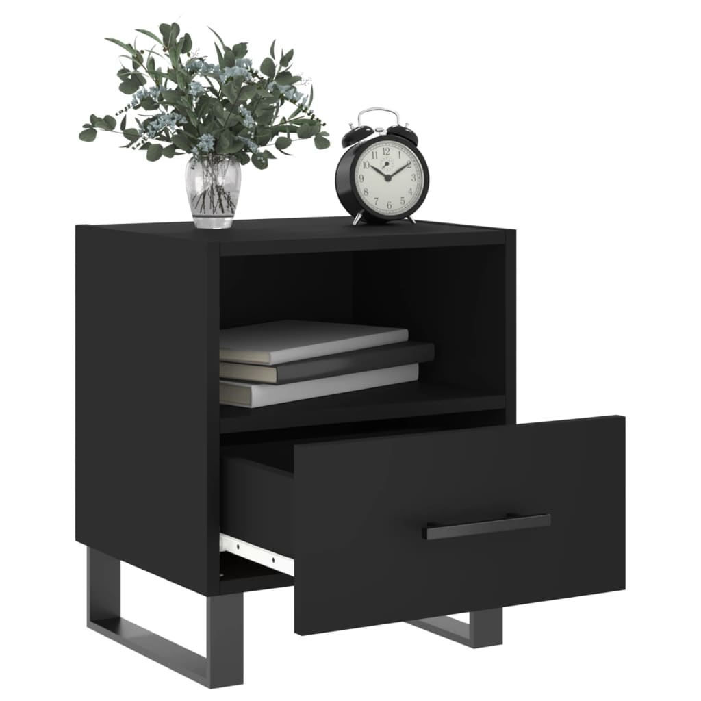 Bedside Cabinets 2 pcs Black 40x35x47.5 cm Engineered Wood