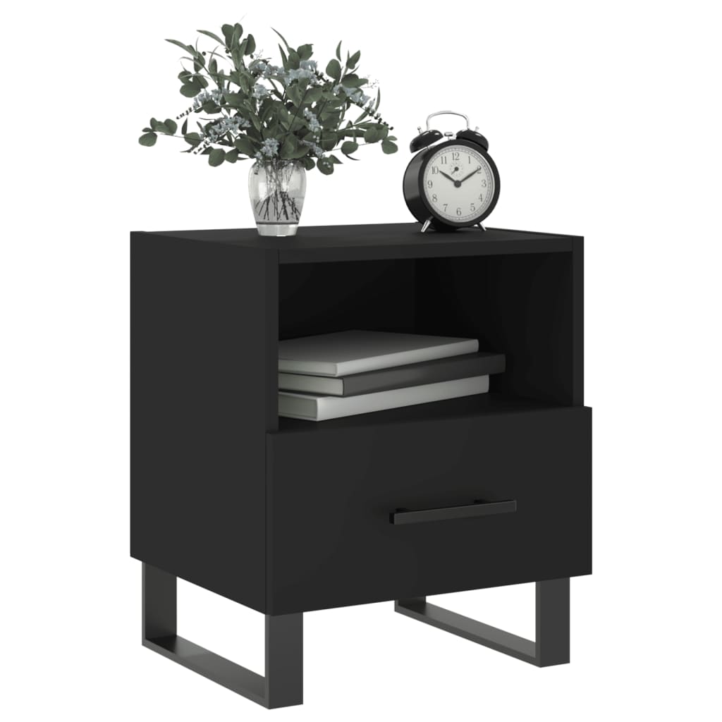 Bedside Cabinets 2 pcs Black 40x35x47.5 cm Engineered Wood