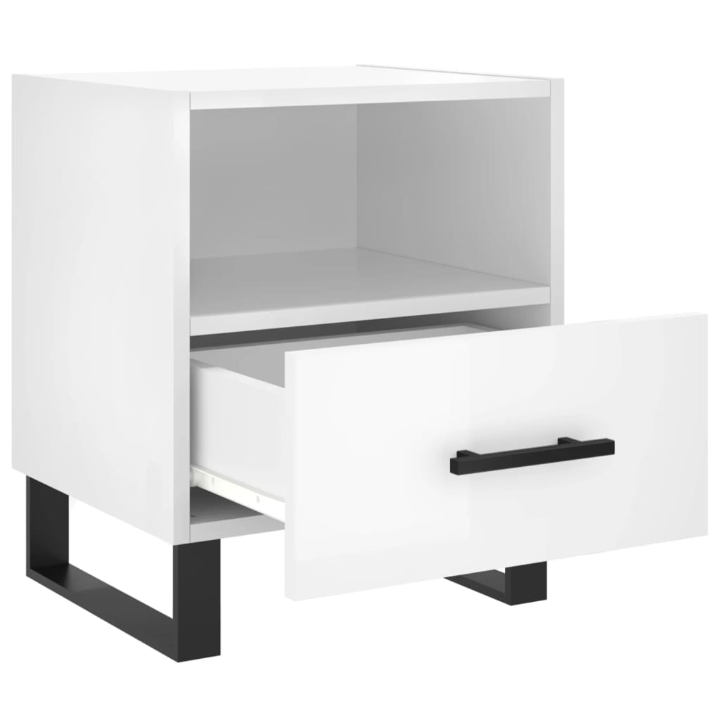 Bedside Cabinets 2 pcs High Gloss White 40x35x47.5 cm Engineered Wood