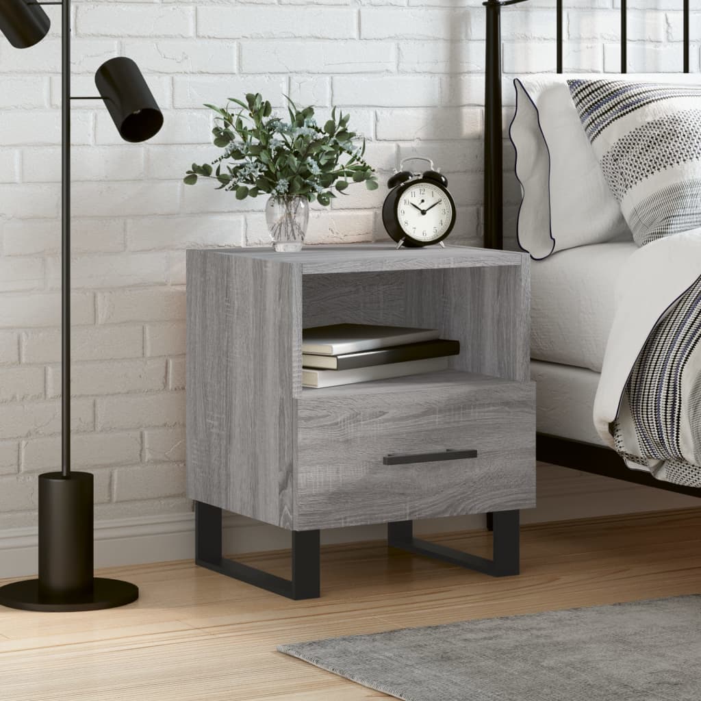 Bedside Cabinet Grey Sonoma 40x35x47.5 cm Engineered Wood