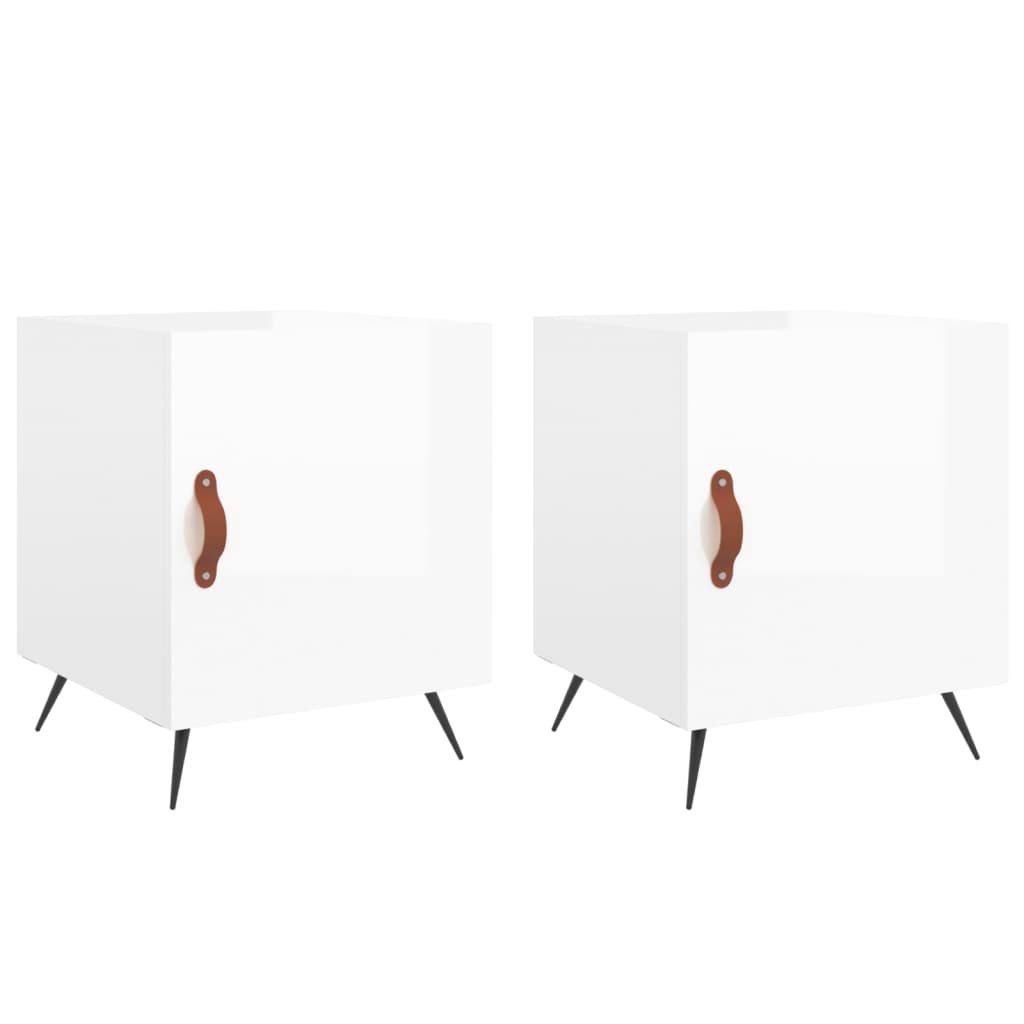 Bedside Cabinets 2 pcs High Gloss White 40x40x50 cm Engineered Wood