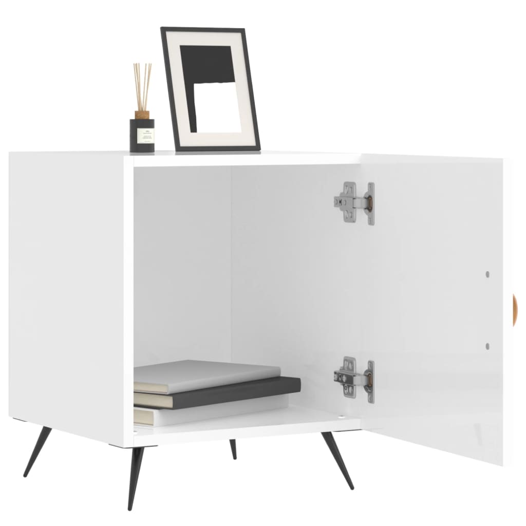 Bedside Cabinets 2 pcs High Gloss White 40x40x50 cm Engineered Wood