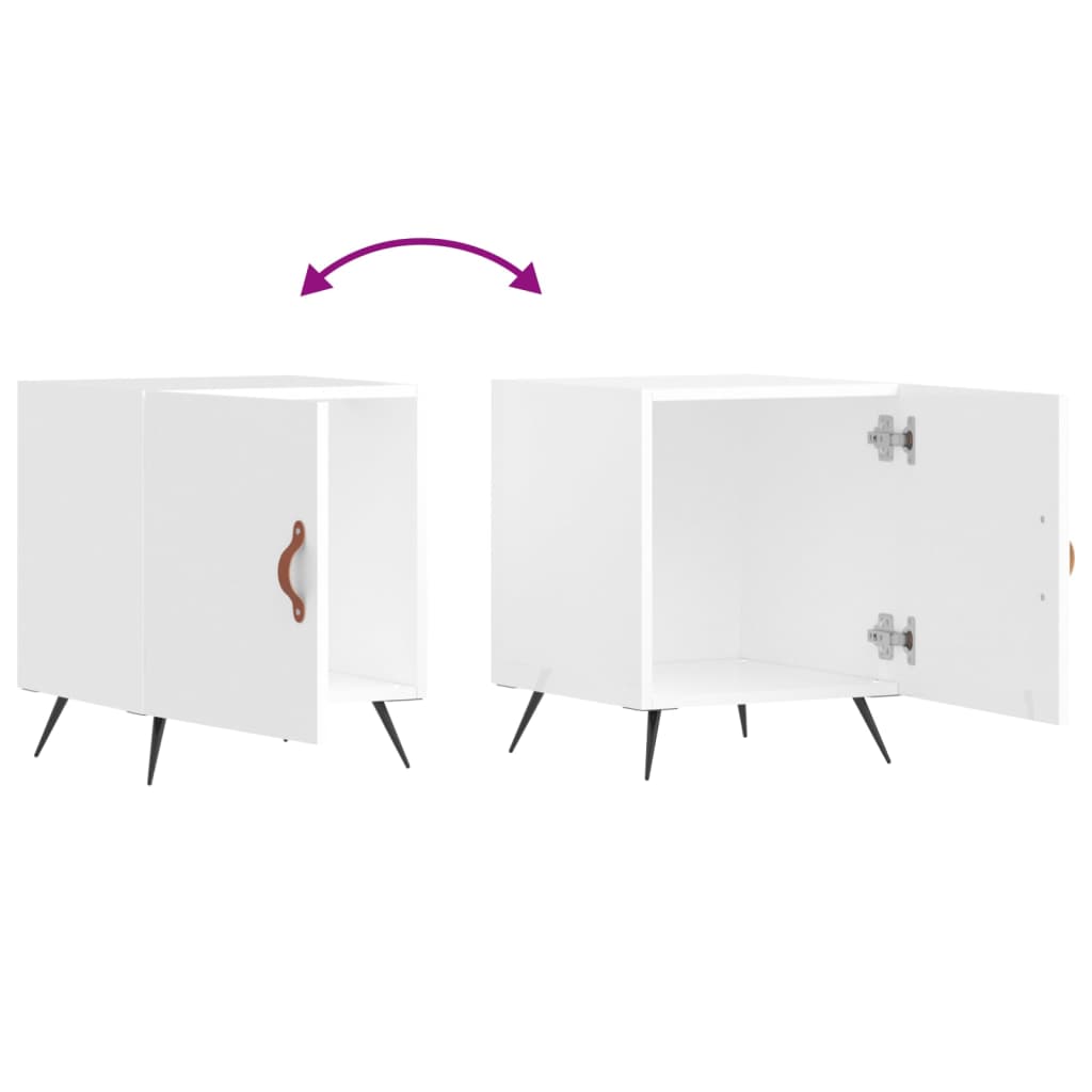 Bedside Cabinets 2 pcs High Gloss White 40x40x50 cm Engineered Wood