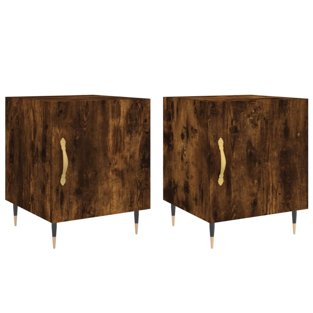 Bedside Cabinets 2 pcs Smoked Oak 40x40x50 cm Engineered Wood