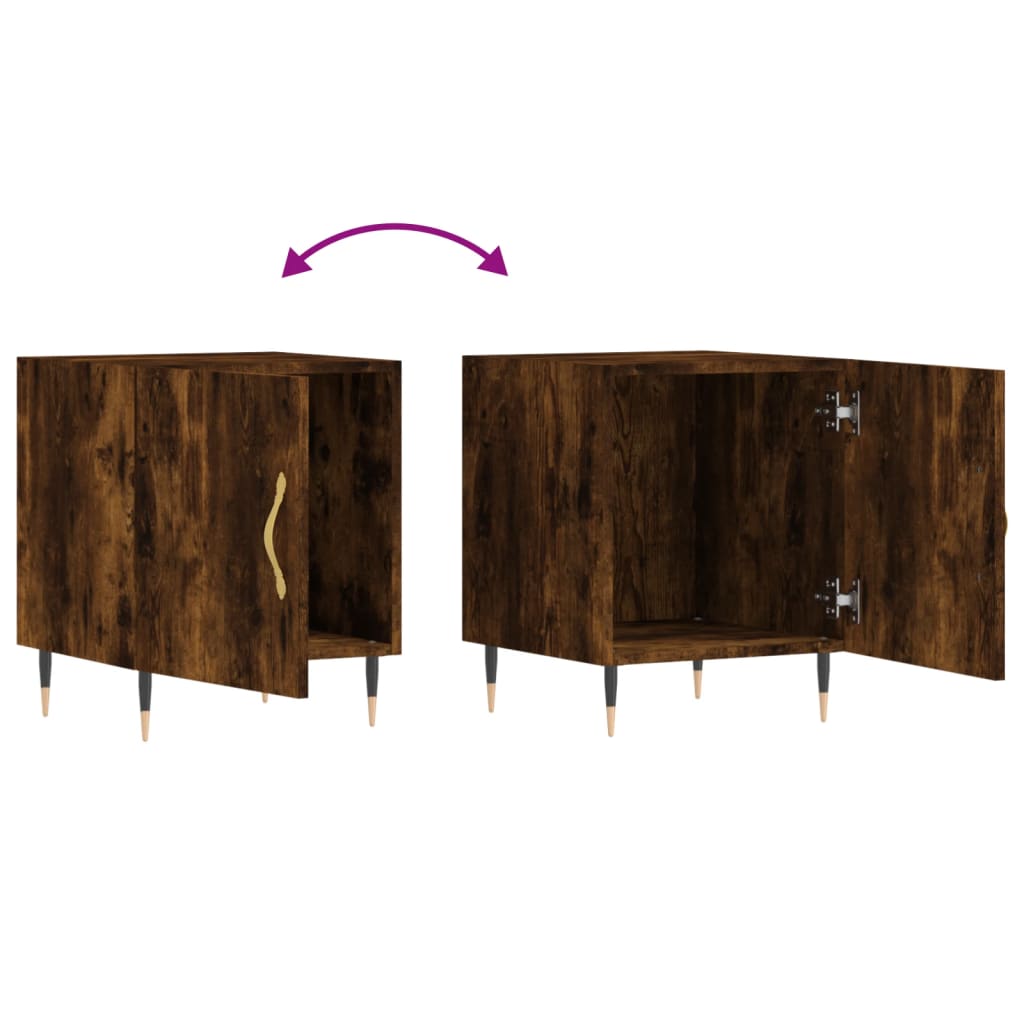 Bedside Cabinets 2 pcs Smoked Oak 40x40x50 cm Engineered Wood