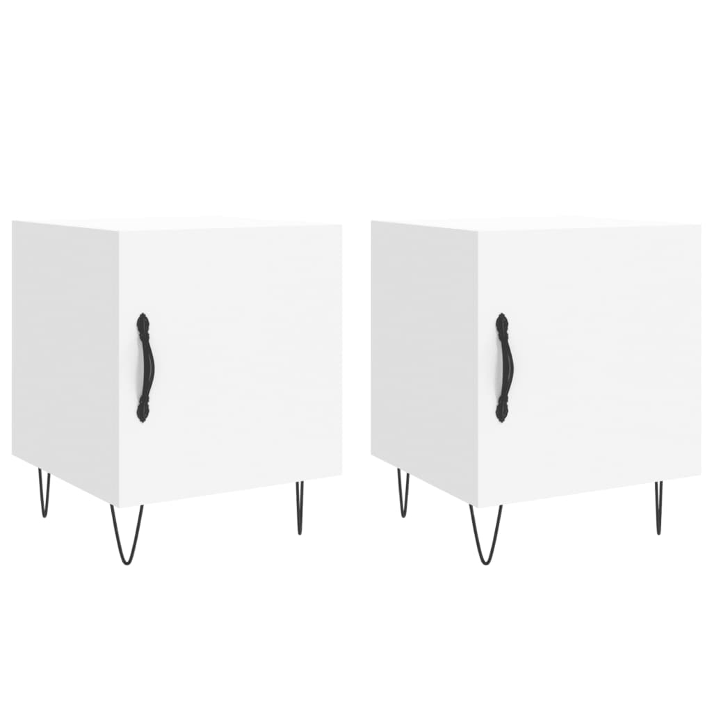 Bedside Cabinets 2 pcs White 40x40x50 cm Engineered Wood