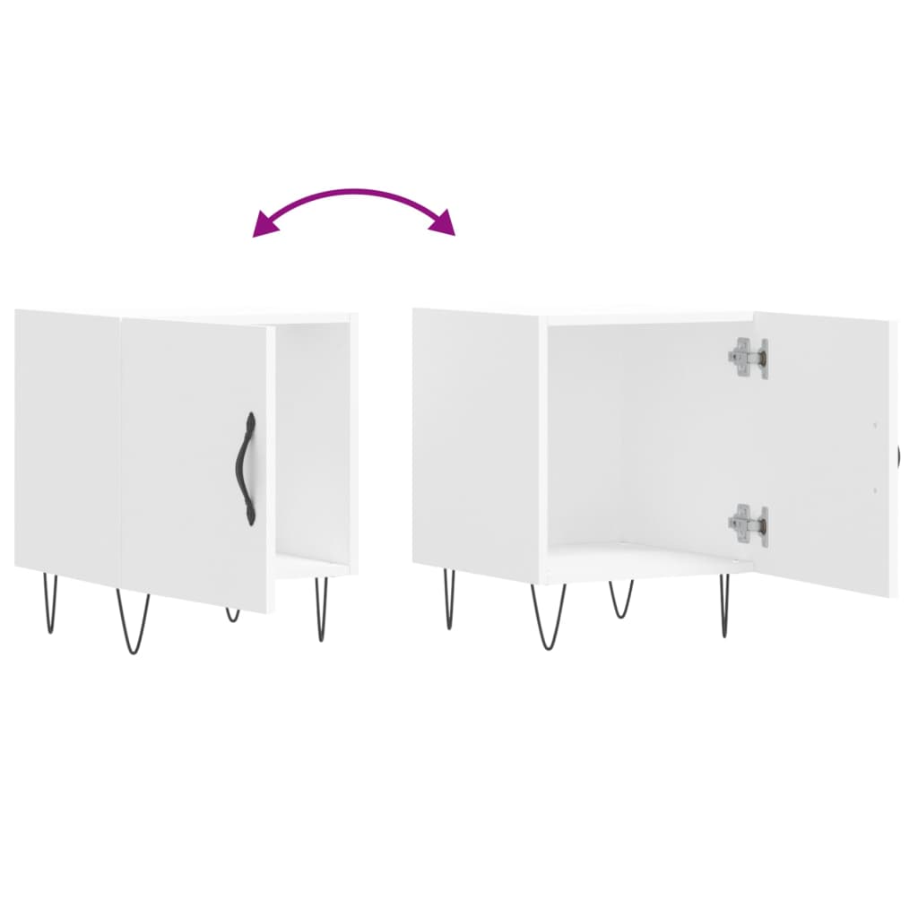 Bedside Cabinets 2 pcs White 40x40x50 cm Engineered Wood