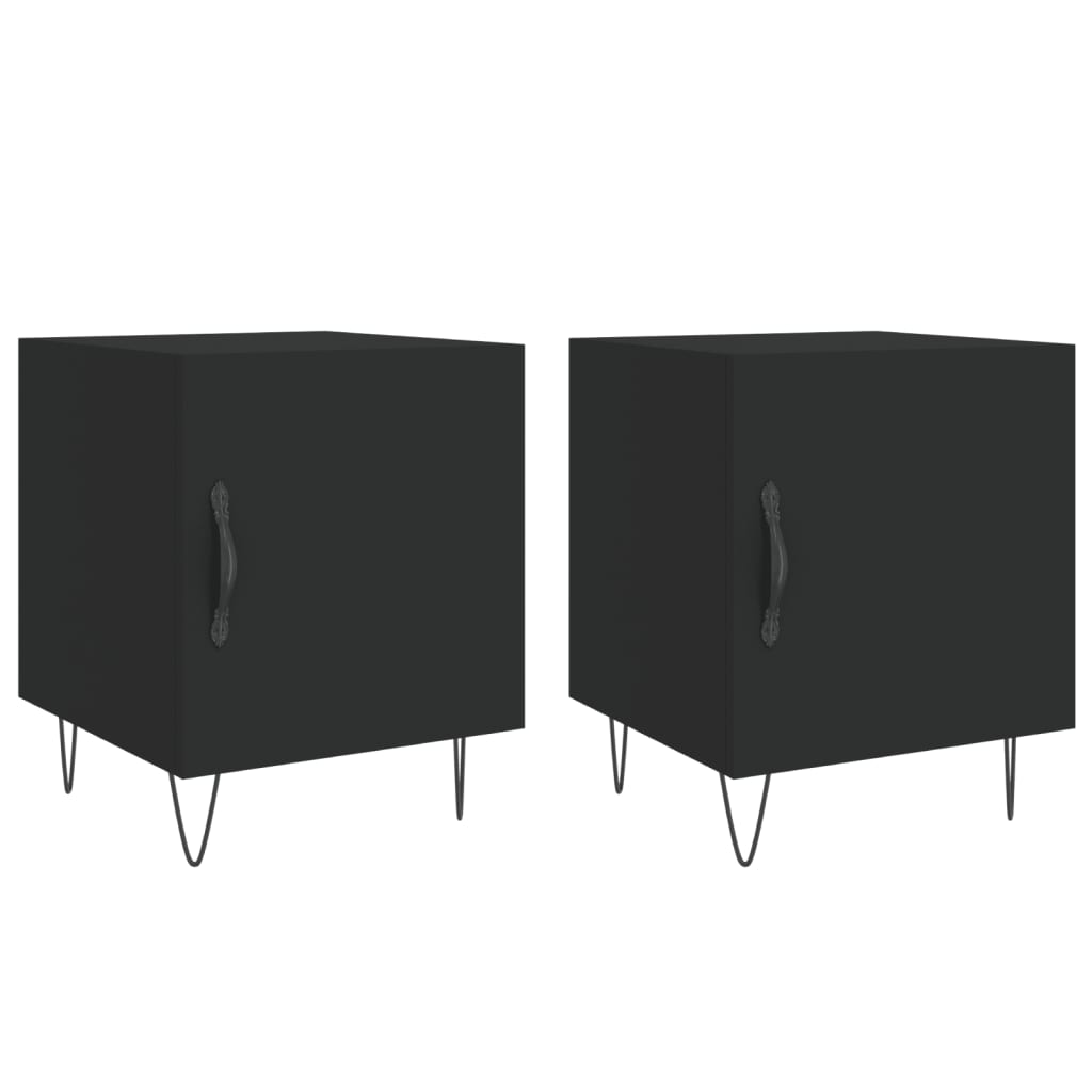 Bedside Cabinets 2 pcs Black 40x40x50 cm Engineered Wood