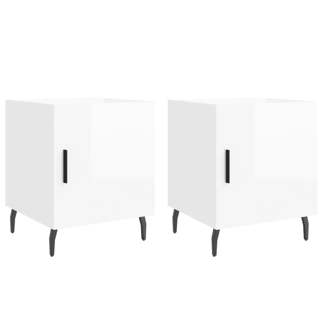 Bedside Cabinets 2 pcs High Gloss White 40x40x50 cm Engineered Wood