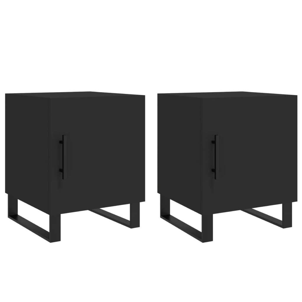 Bedside Cabinets 2 pcs Black 40x40x50 cm Engineered Wood