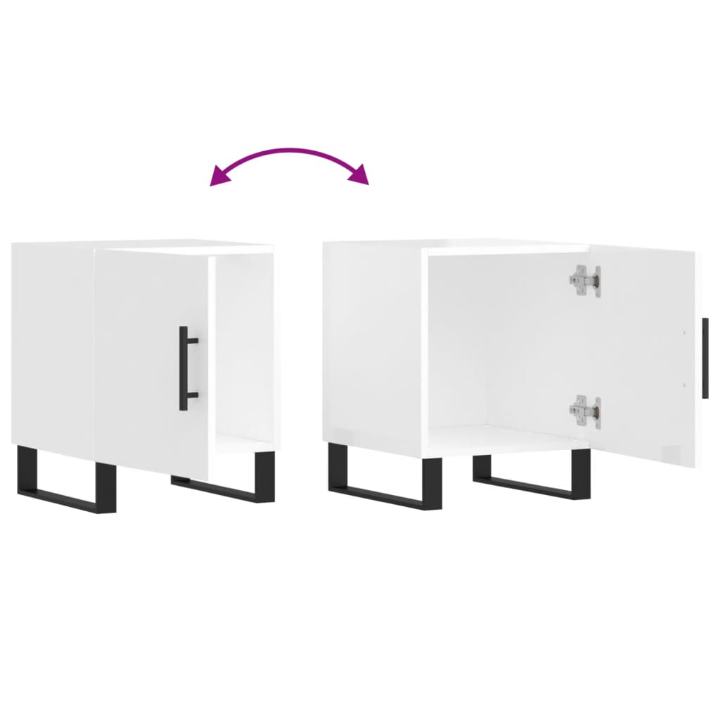 Bedside Cabinet High Gloss White 40x40x50 cm Engineered Wood