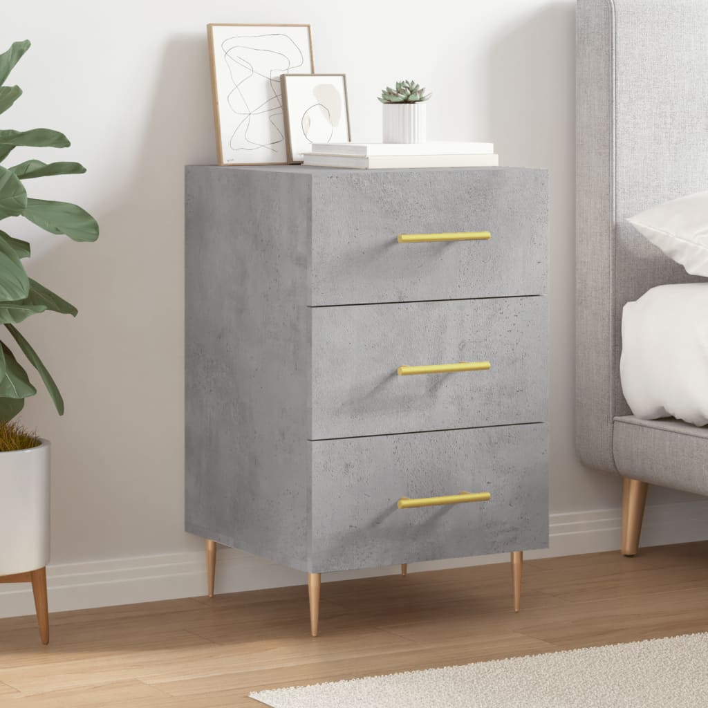 Bedside Cabinet Concrete Grey 40x40x66 cm Engineered Wood