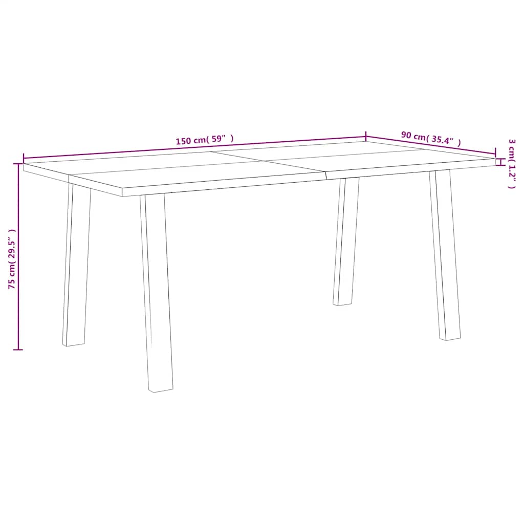 Dining Table 150x90x75 cm Solid Wood Acacia
