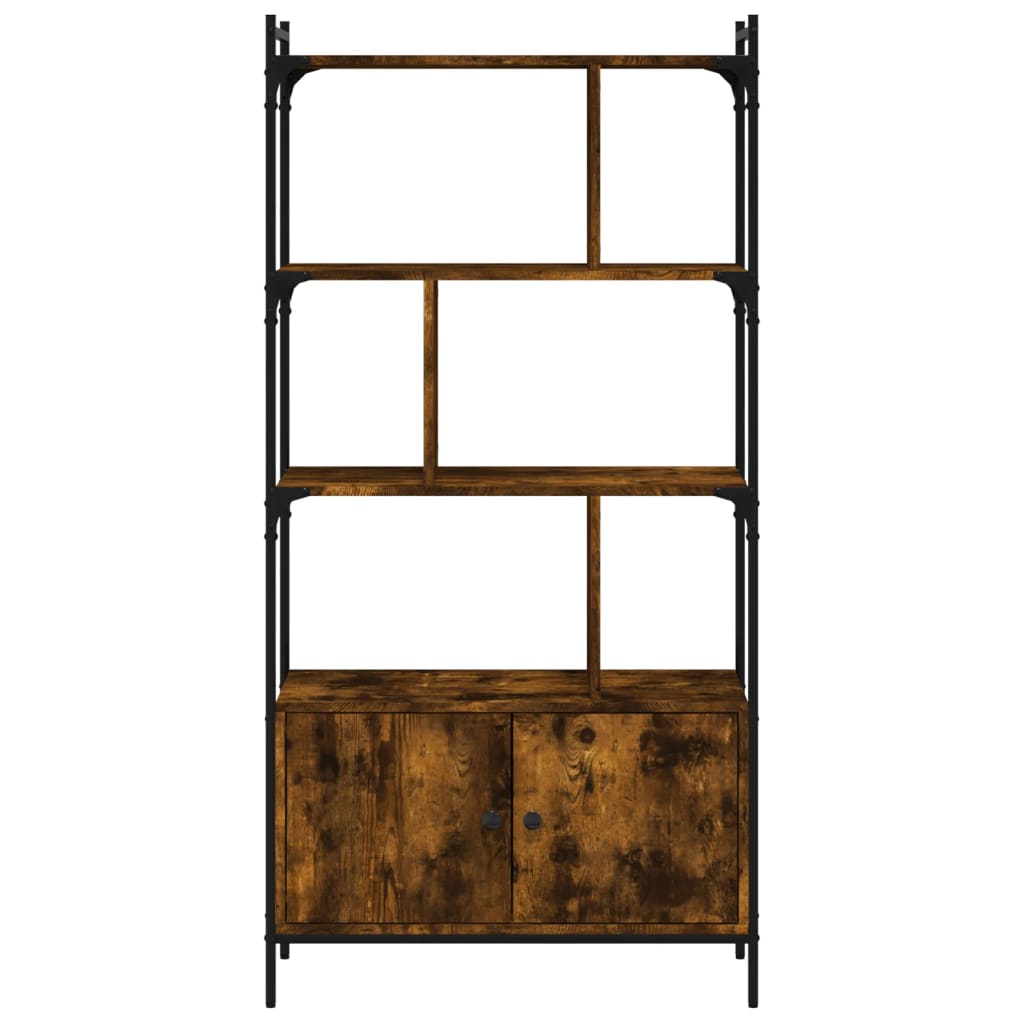 Bookcase with Doors Smoked Oak 76.5x30x154.5 cm Engineered Wood