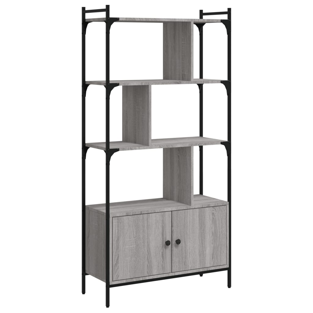 Bookcase with Doors Grey Sonoma 76.5x30x154.5 cm Engineered Wood