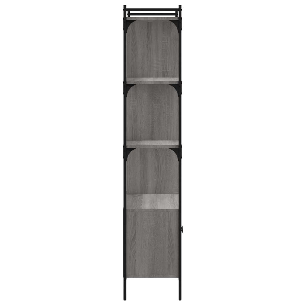 Bookcase with Doors Grey Sonoma 76.5x30x154.5 cm Engineered Wood