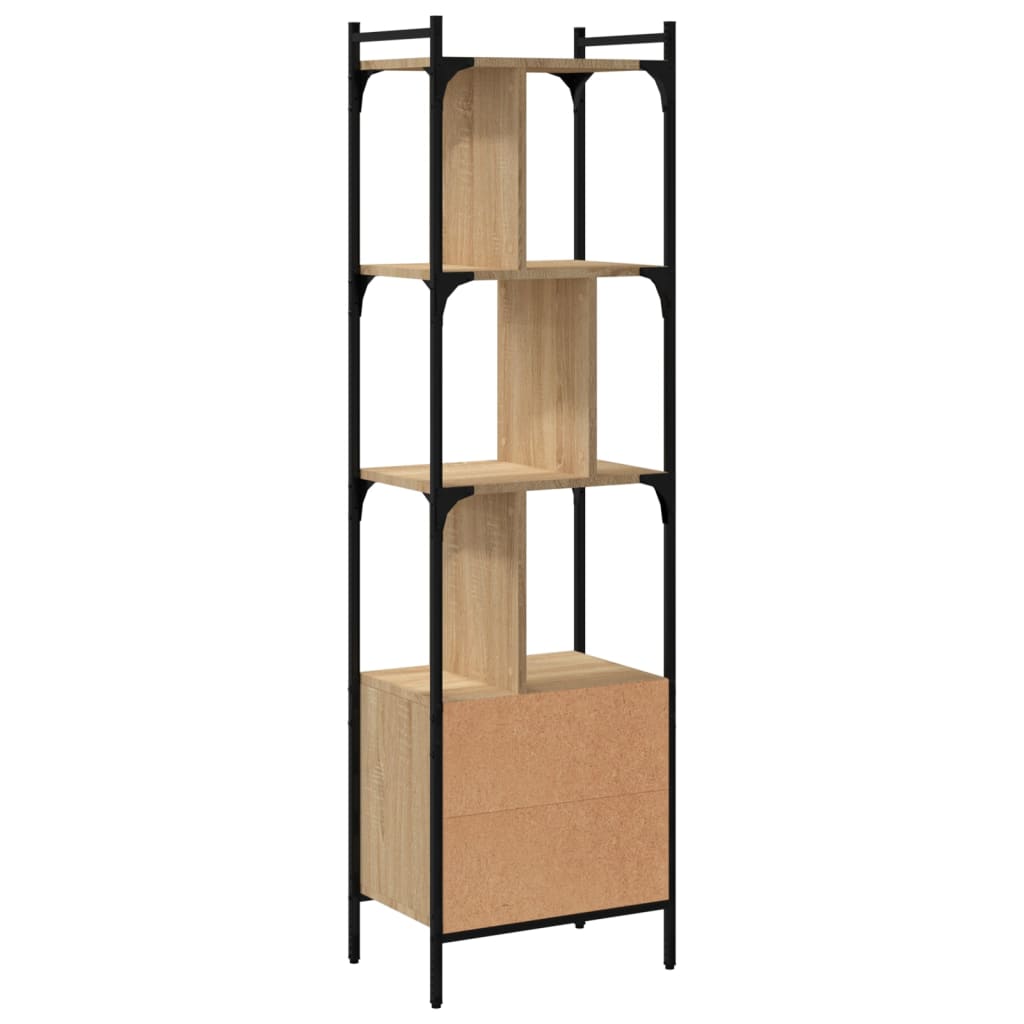 Bookcase with Door Sonoma Oak 44.5x30x154.5 cm Engineered Wood
