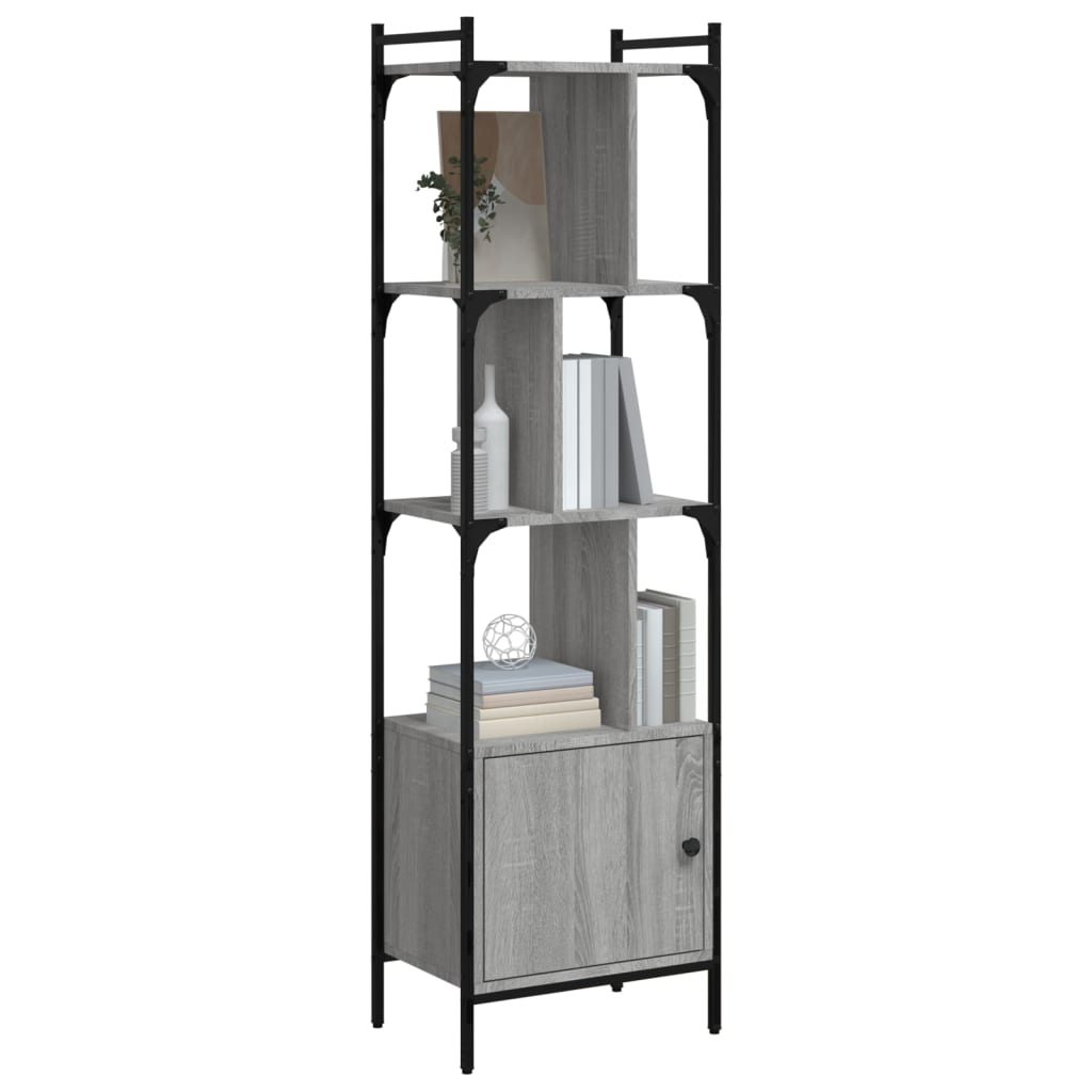 Bookcase with Door Grey Sonoma 44.5x30x154.5 cm Engineered Wood