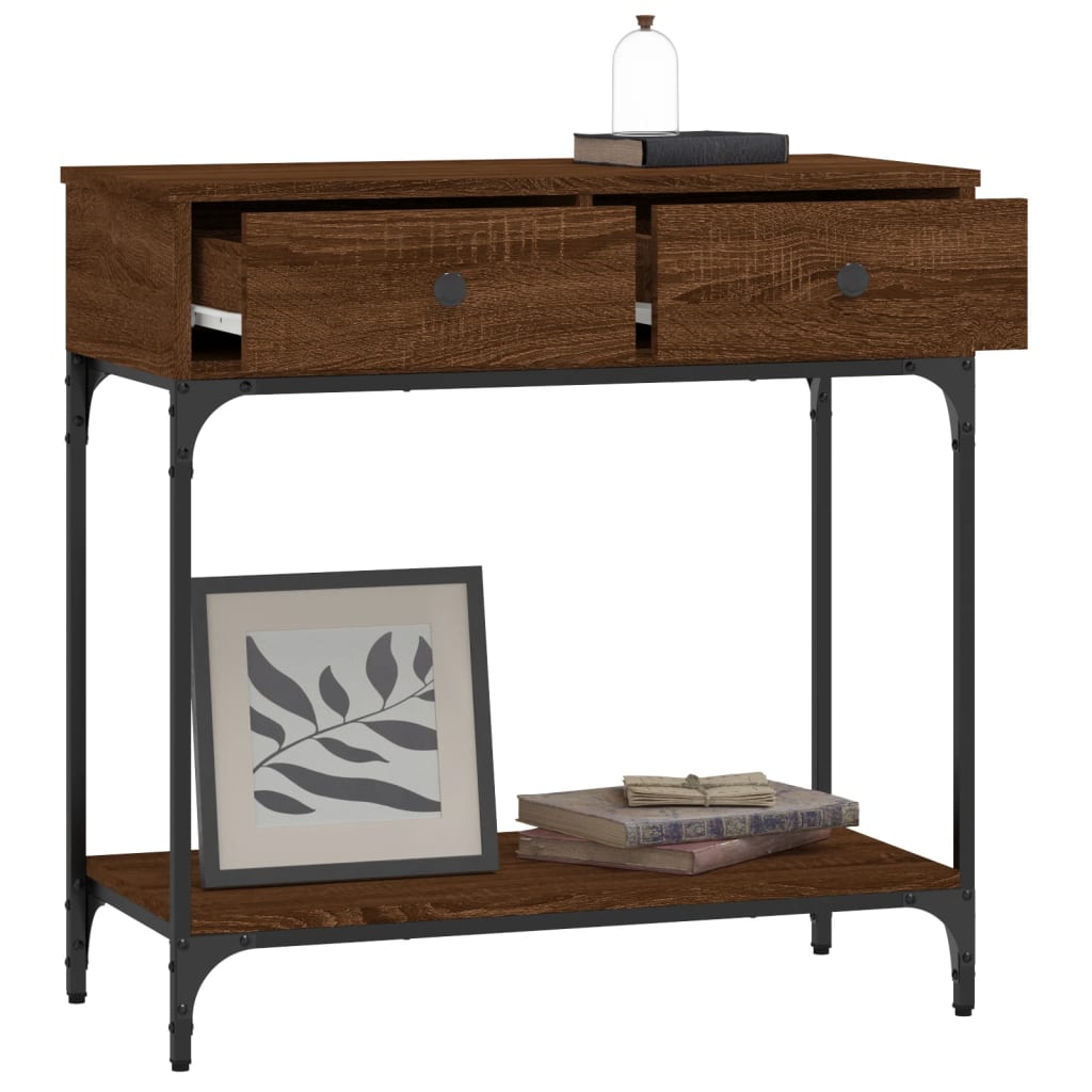 Console Table Brown Oak 75x34.5x75 cm Engineered Wood