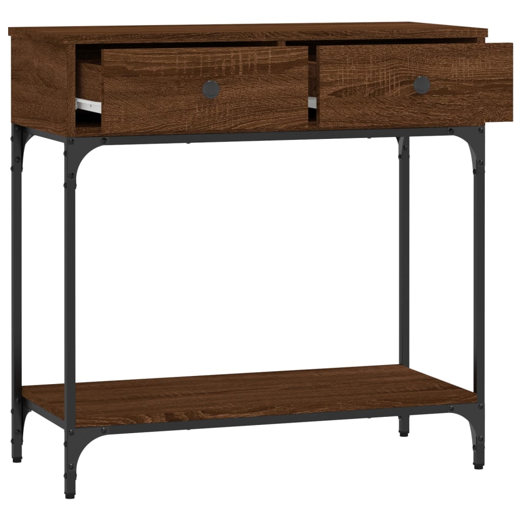 Console Table Brown Oak 75x34.5x75 cm Engineered Wood