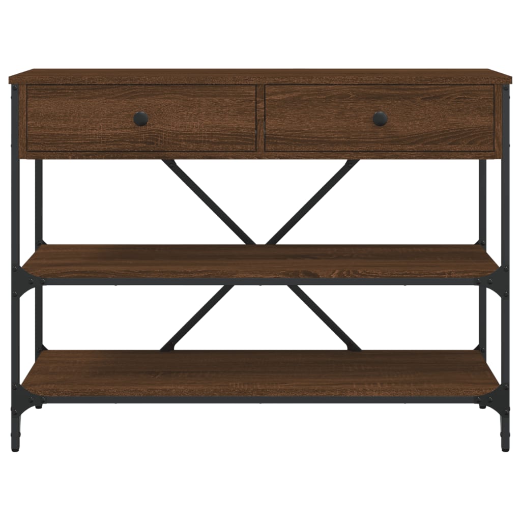 Console Table with Drawers and Shelves Brown Oak Engineered Wood