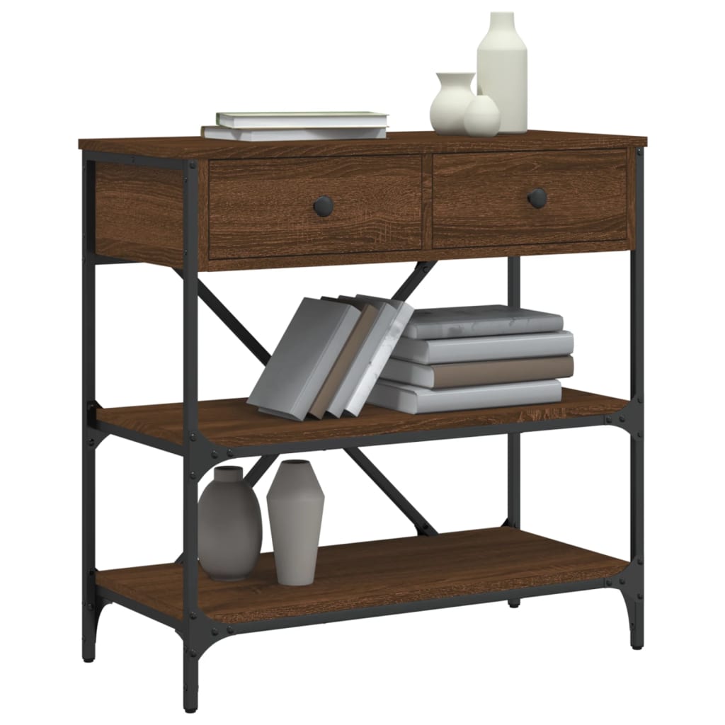 Console Table Brown Oak 75x34.5x75 cm Engineered Wood