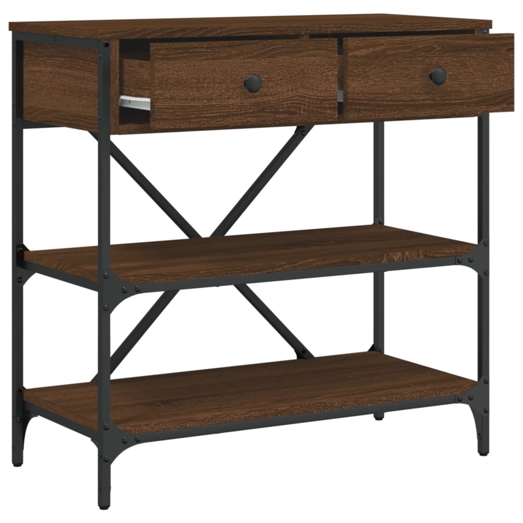 Console Table Brown Oak 75x34.5x75 cm Engineered Wood
