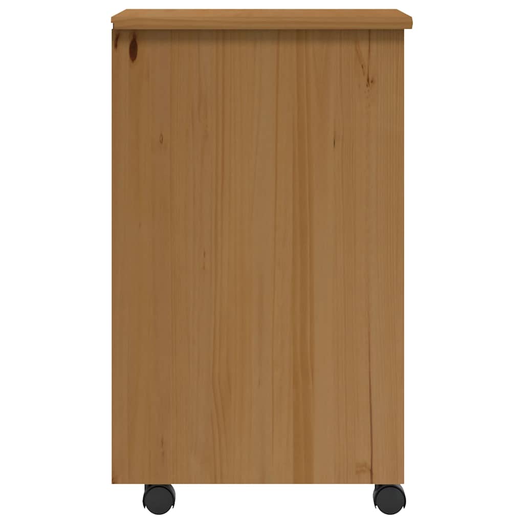 Rolling Cabinet with Drawers MOSS Honey Brown Solid Wood Pine