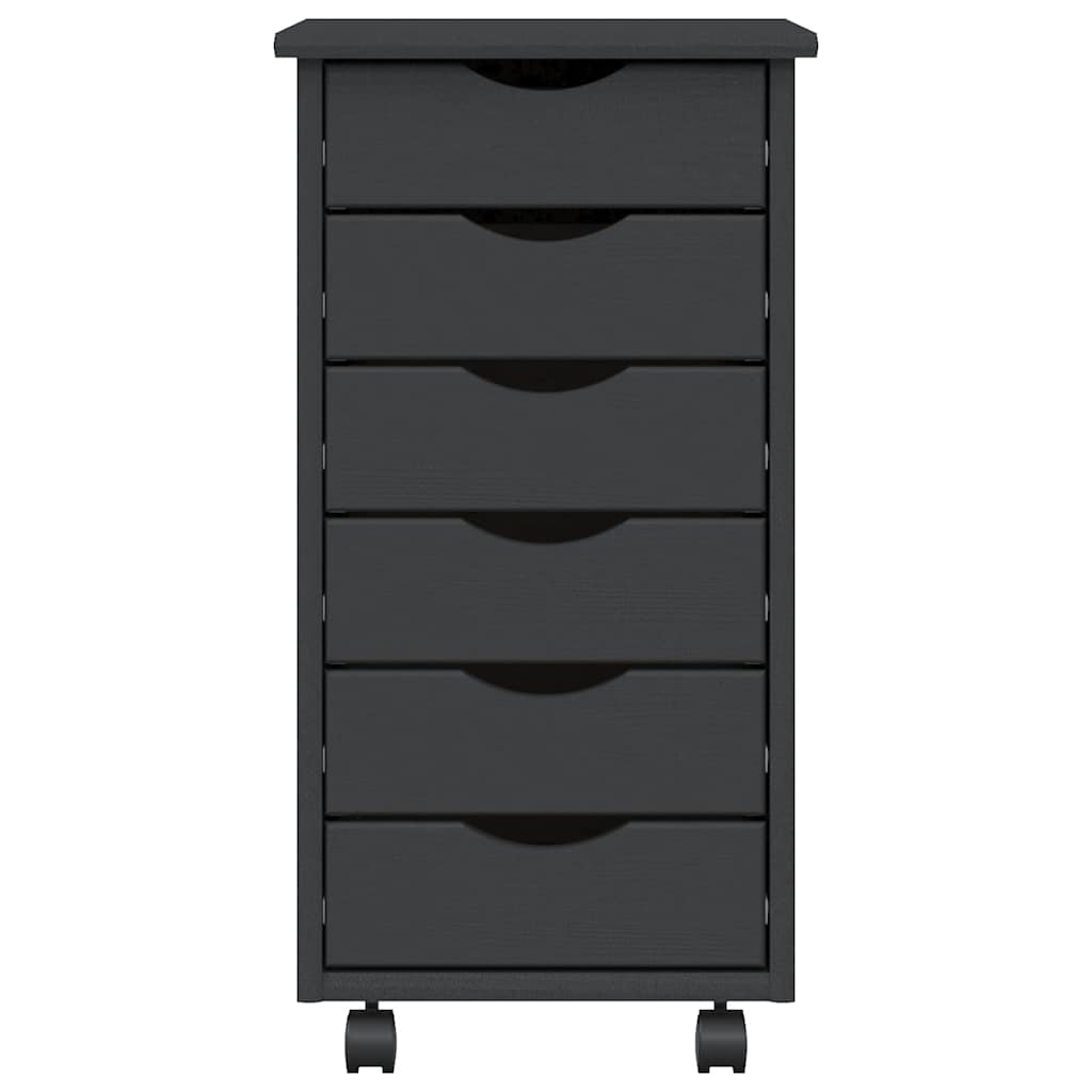 Rolling Cabinet with Drawers MOSS Grey Solid Wood Pine