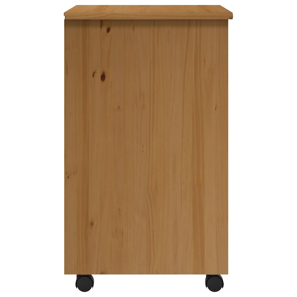 Rolling Cabinet with Drawers MOSS Honey Brown Solid Wood Pine