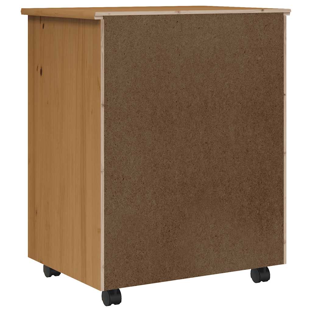 Rolling Cabinet with Drawers MOSS Honey Brown Solid Wood Pine