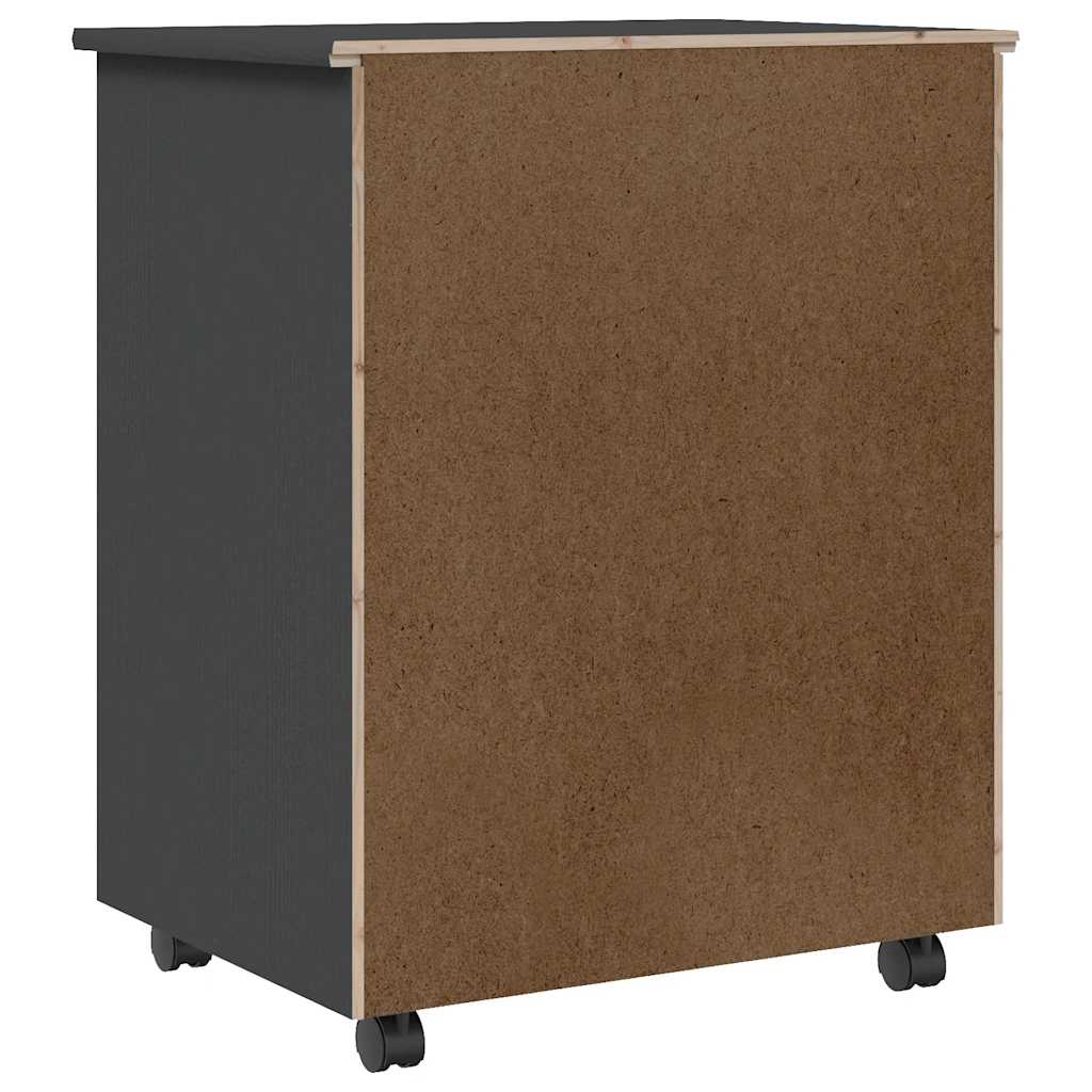 Rolling Cabinet with Drawers MOSS Grey Solid Wood Pine