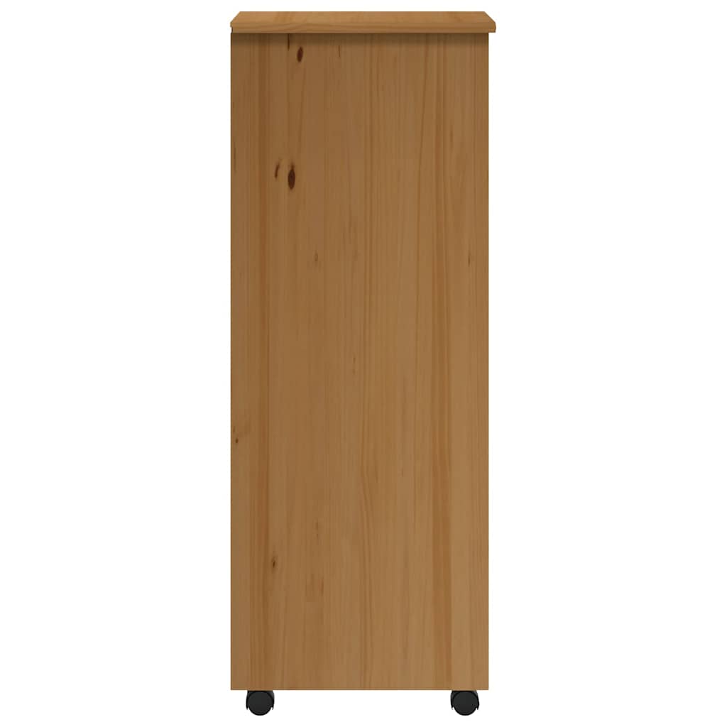 Rolling Cabinet with Drawers MOSS Honey Brown Solid Wood Pine