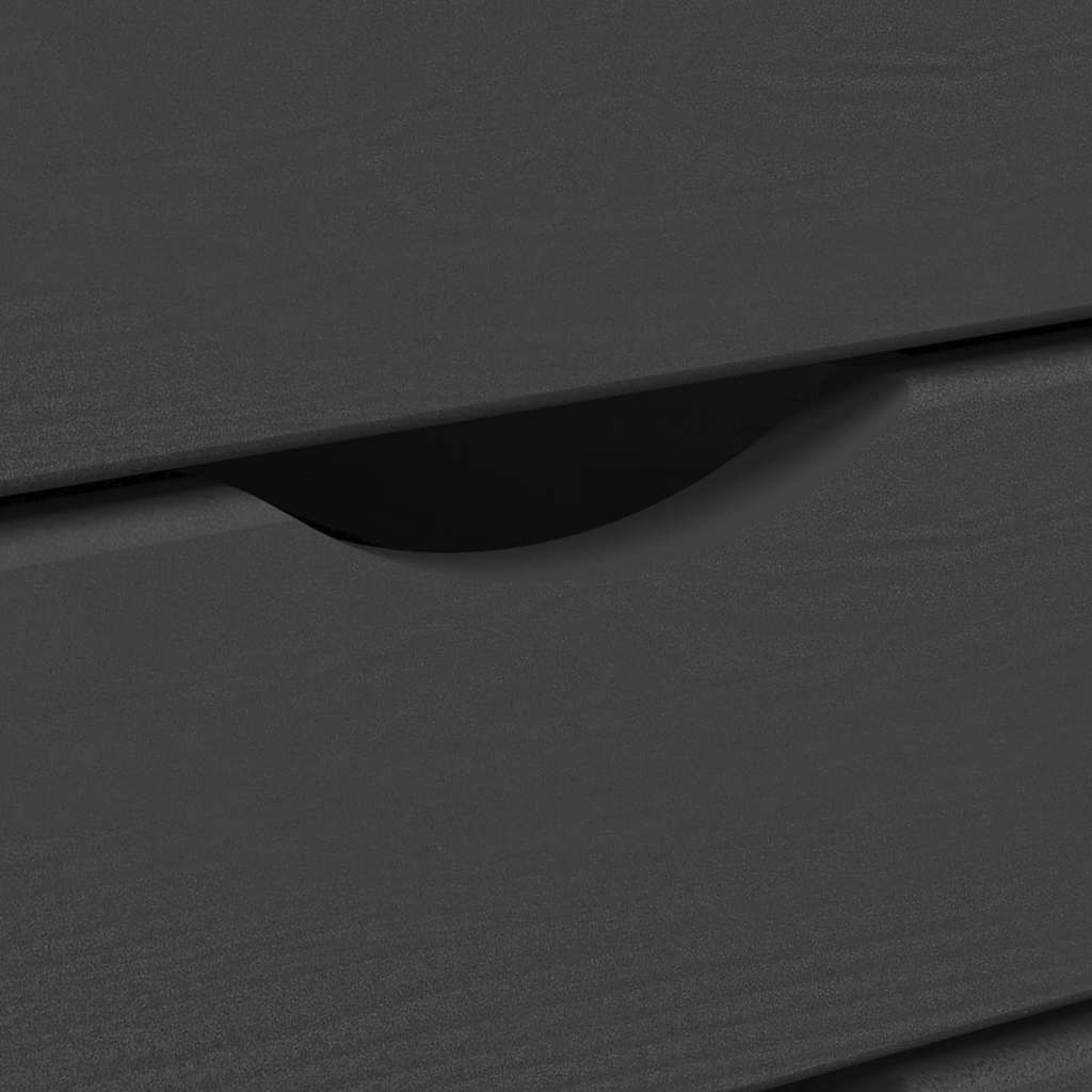 Rolling Cabinet with Drawers MOSS Grey Solid Wood Pine