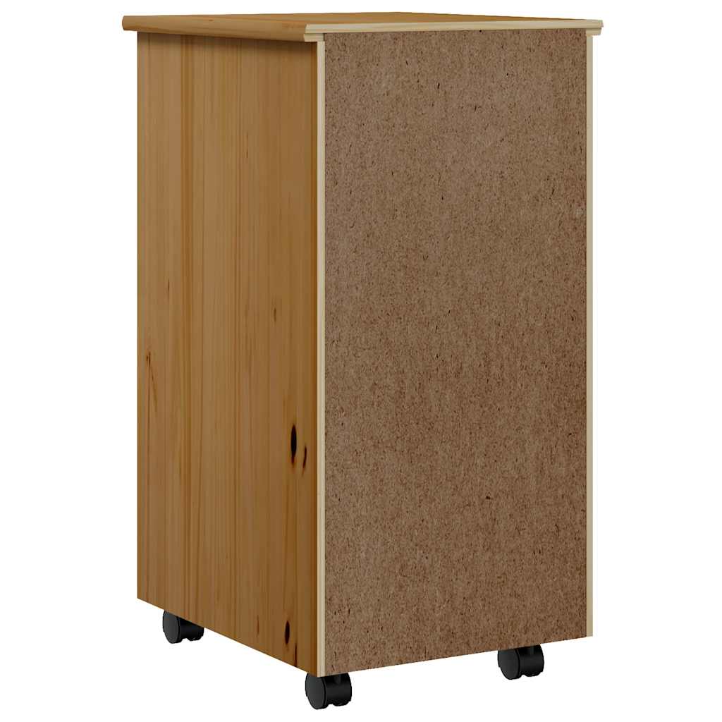Rolling Cabinet with Drawers MOSS Honey Brown Solid Wood Pine