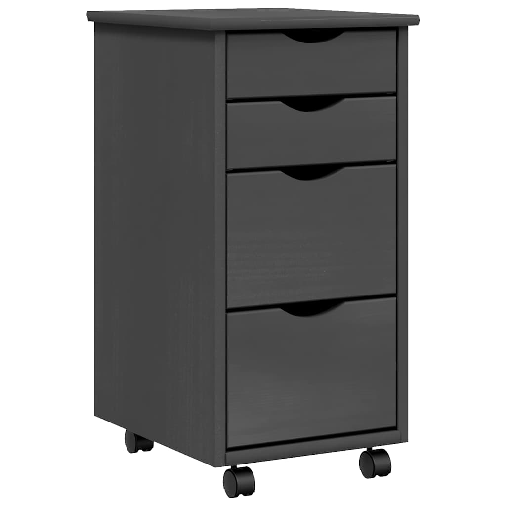 Rolling Cabinet with Drawers MOSS Grey Solid Wood Pine