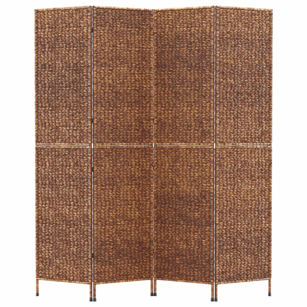 Room Divider 4-Panel Brown 163x180 cm Water Hyacinth