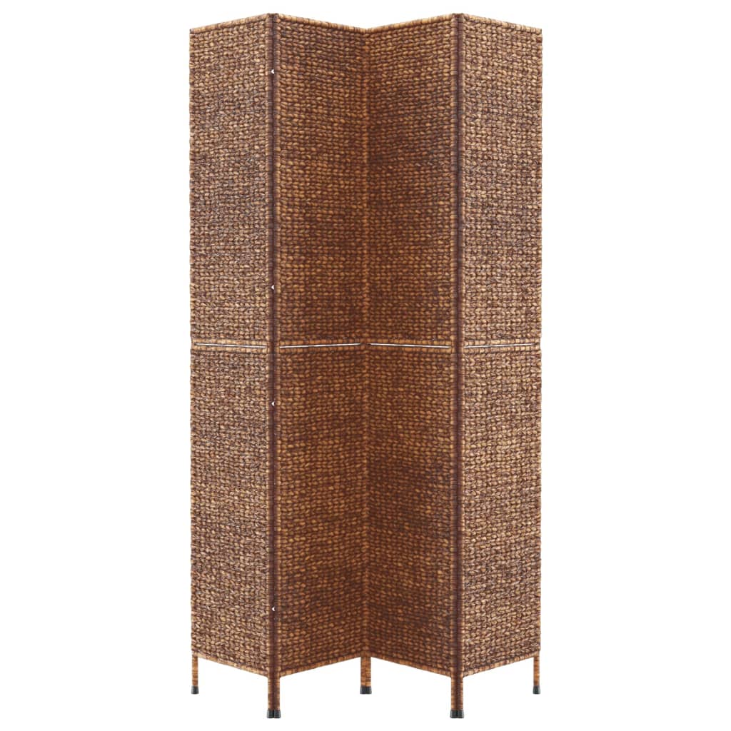 Room Divider 4-Panel Brown 163x180 cm Water Hyacinth