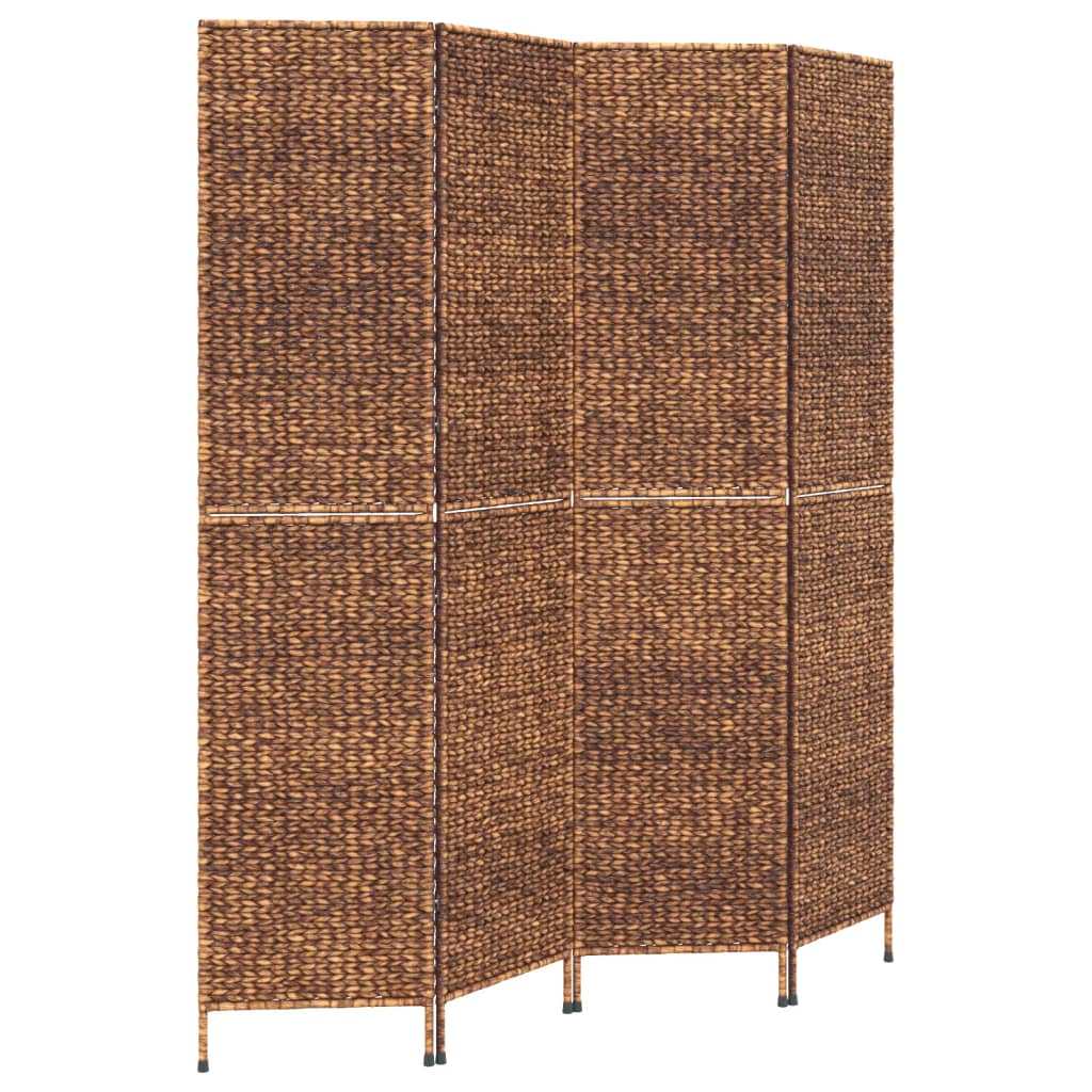 Room Divider 4-Panel Brown 163x180 cm Water Hyacinth
